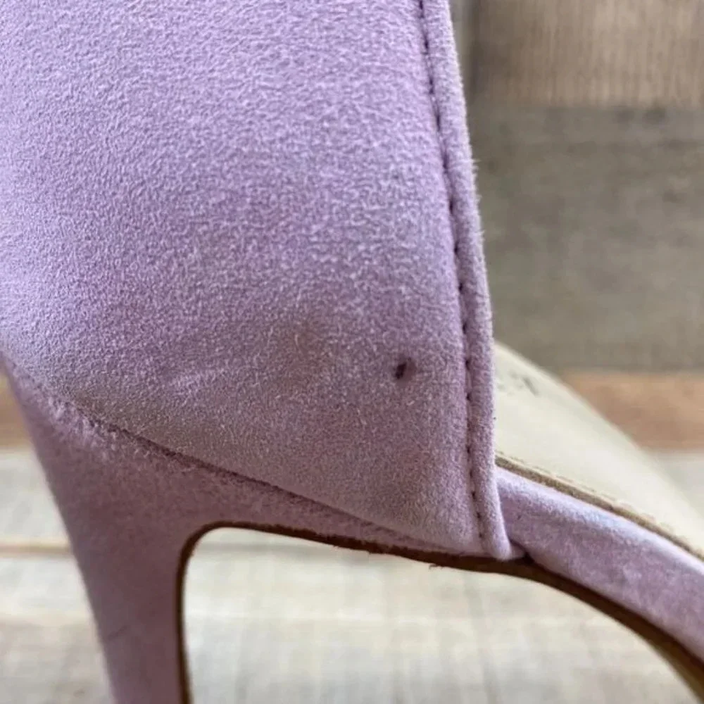 Botkier‎ New York Purple Suede Leather Tassel Slingback Heel Womens 8 Peep Toe